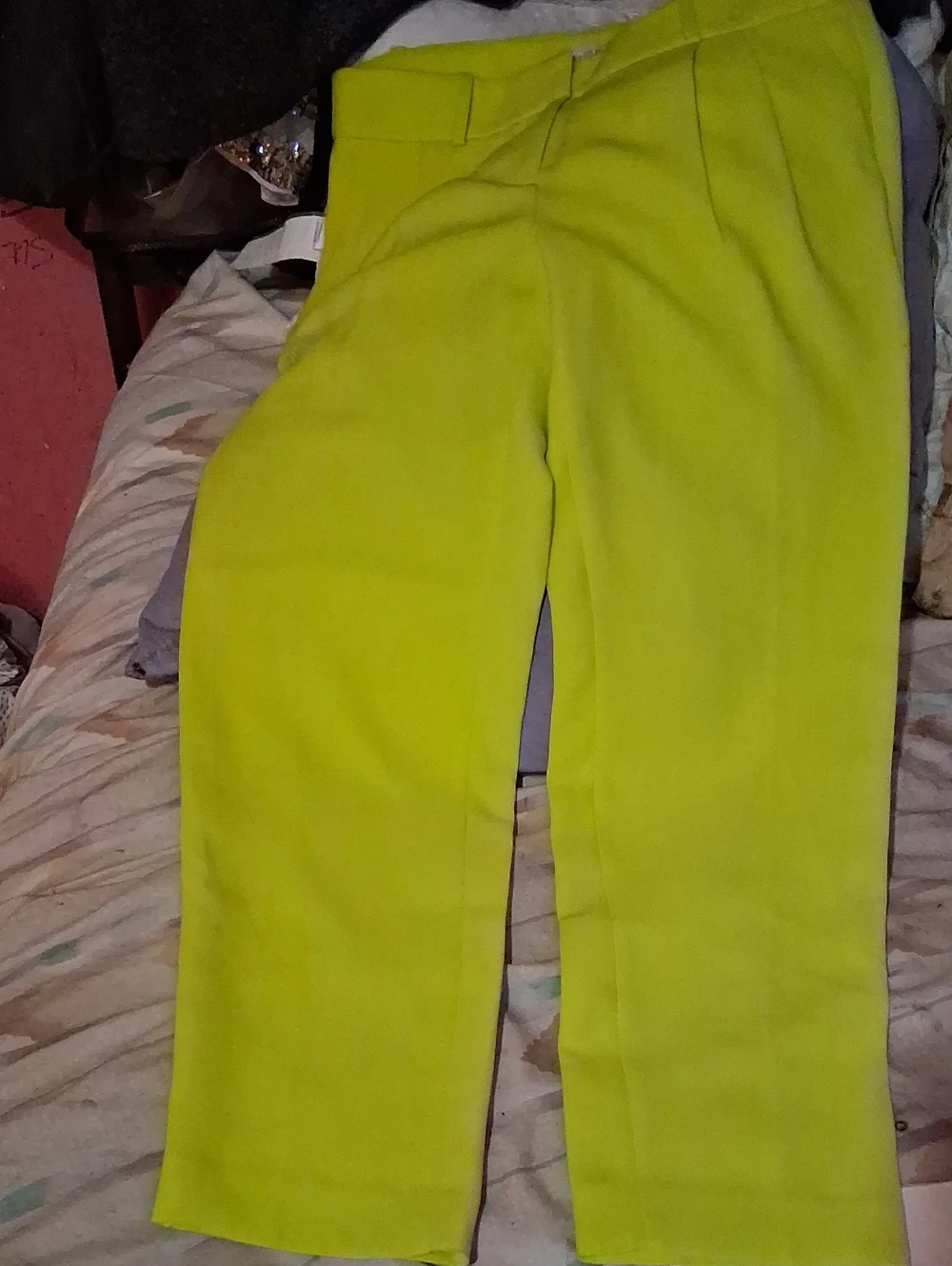J. Crew Neon Lime Straight Leg Trousers